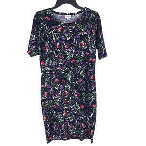 Lularoe Julia Black Floral Dress Sz L